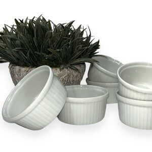 Pillivuyt White‎ Classic Pleated Ramekin 5 oz Set of Six 1.5” x 3” France